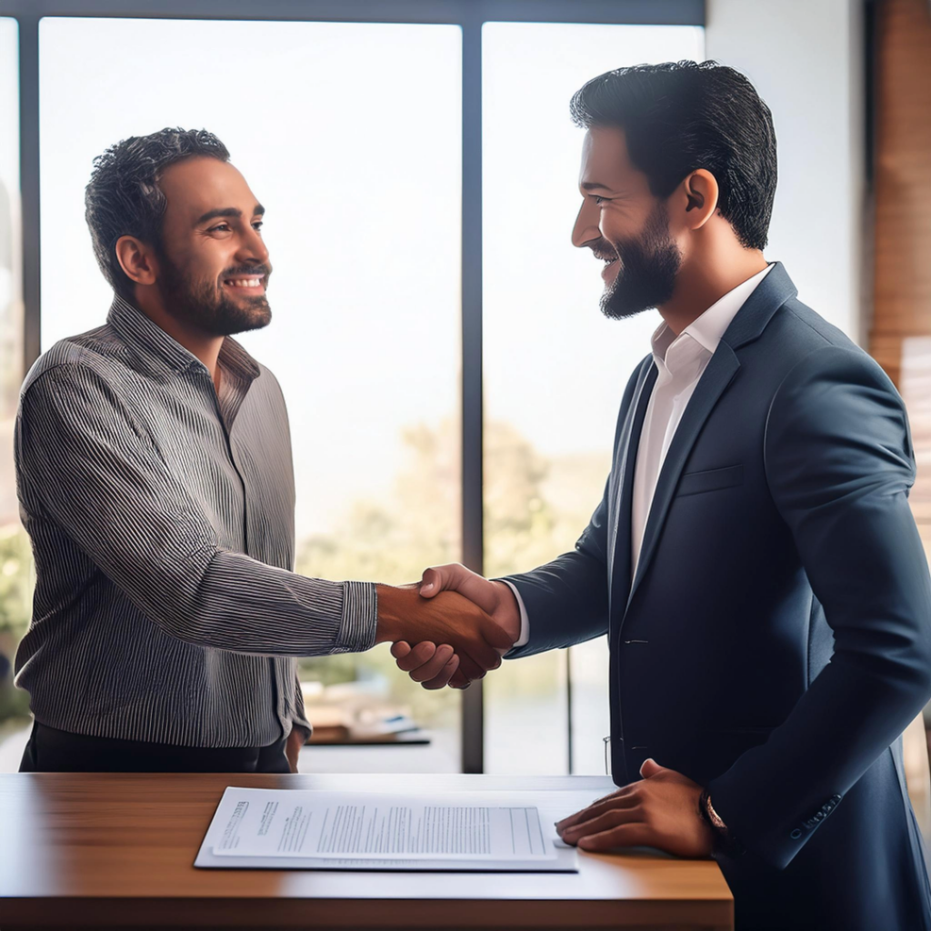 two people at the negotiation table