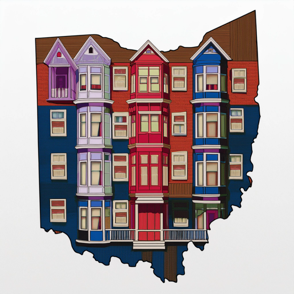 Picture of a multifamily property set within a map of Ohio. 
